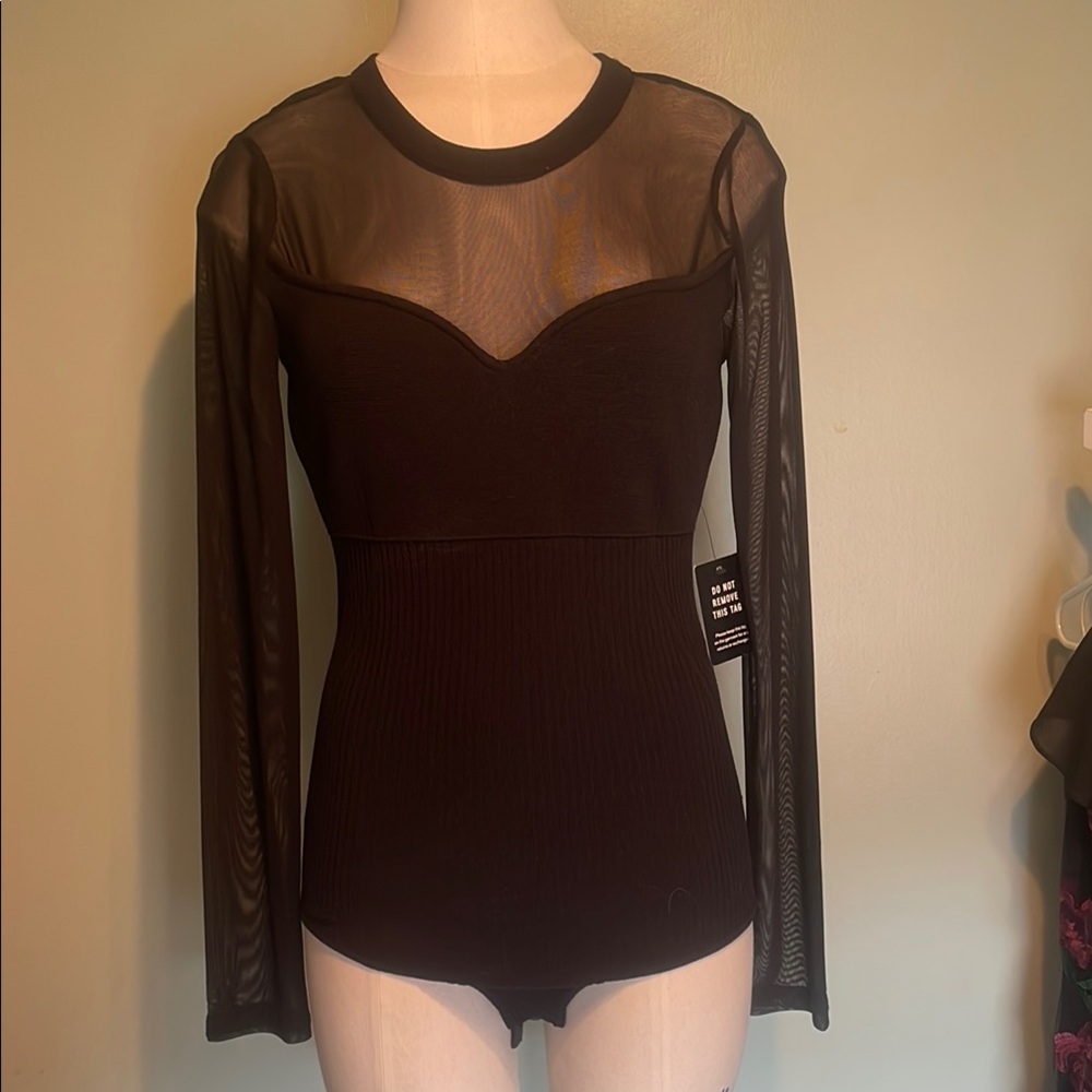 Elegant Black Sheer Long Sleeve Top